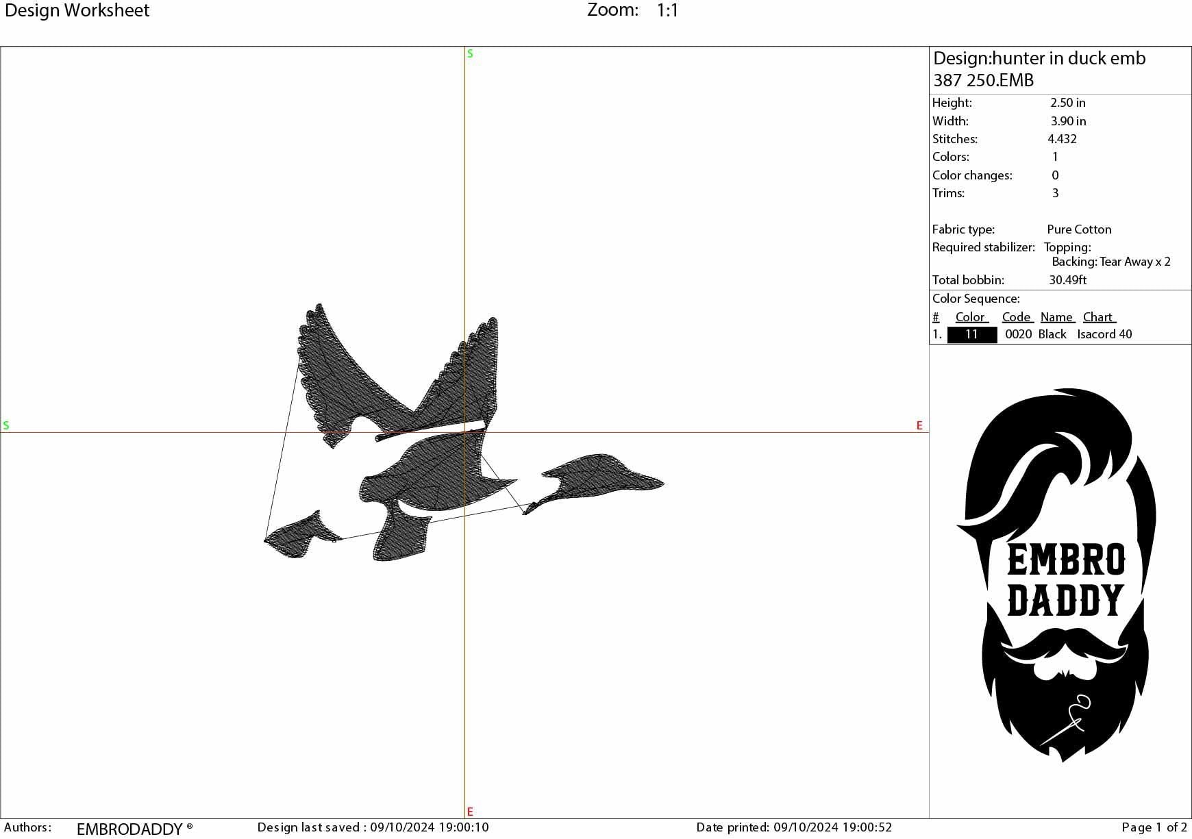 Machine Embroidery files, duck hunting, PES, xxx, hus, dst & more