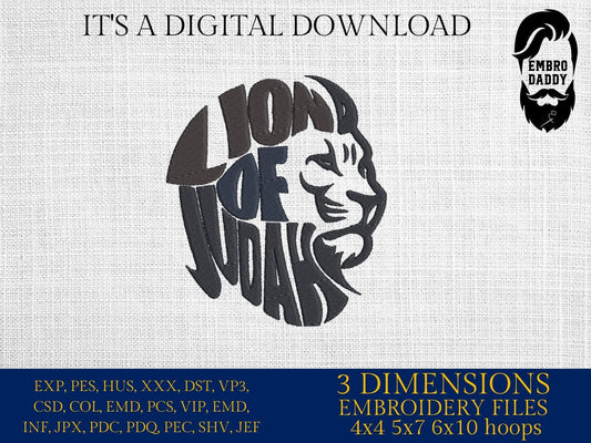 Machine Embroidery files, Lion of Judah, PES, xxx, DST, hus & more