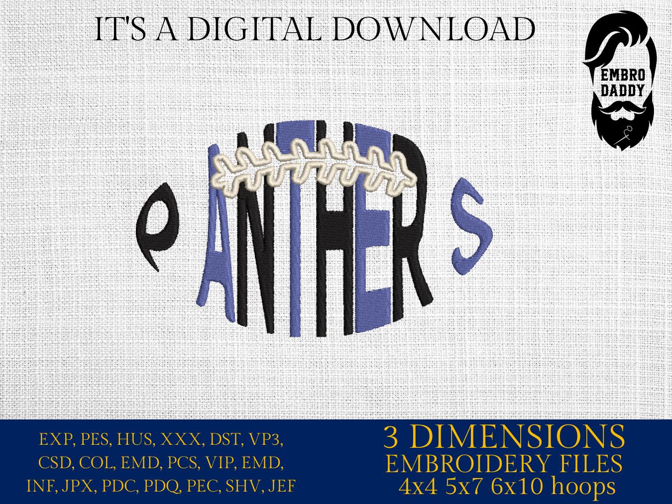 Machine Embroidery, panthers embroidery design, football gift idea PES, xxx, hus & more, fan embroidery files