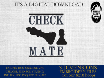 Machine Embroidery files, Check mate, Chess, PES, xxx, hus & more, fan embroidery files