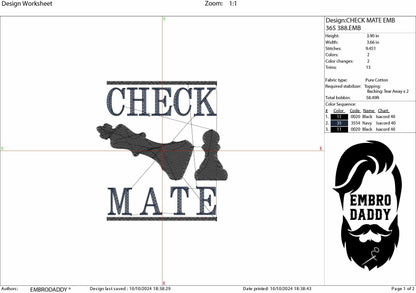 Machine Embroidery files, Check mate, Chess, PES, xxx, hus & more, fan embroidery files