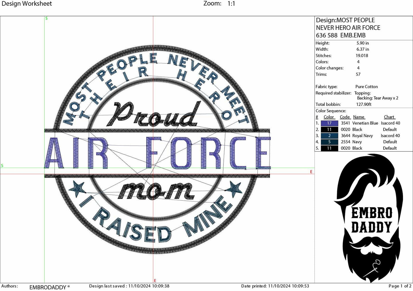 Machine Embroidery files, Proud Air Force dad PES, DST, xxx, hus & more