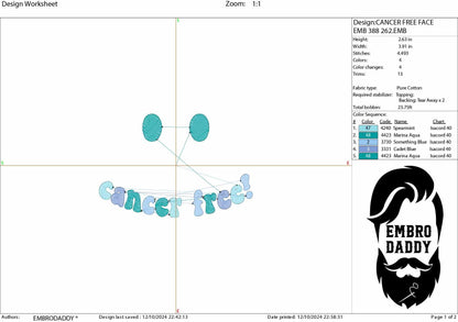 Machine Embroidery files, in my cancer free era, two files, embroidery files, PES, dst, xxx, hus & more