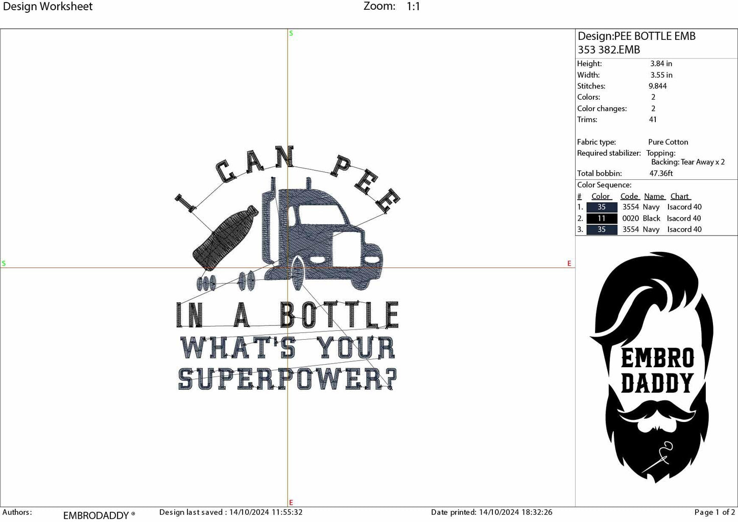 Machine Embroidery files, I can pee in a bottle, Trucker, funny, sarcastic, PES, DST, xxx, hus & more