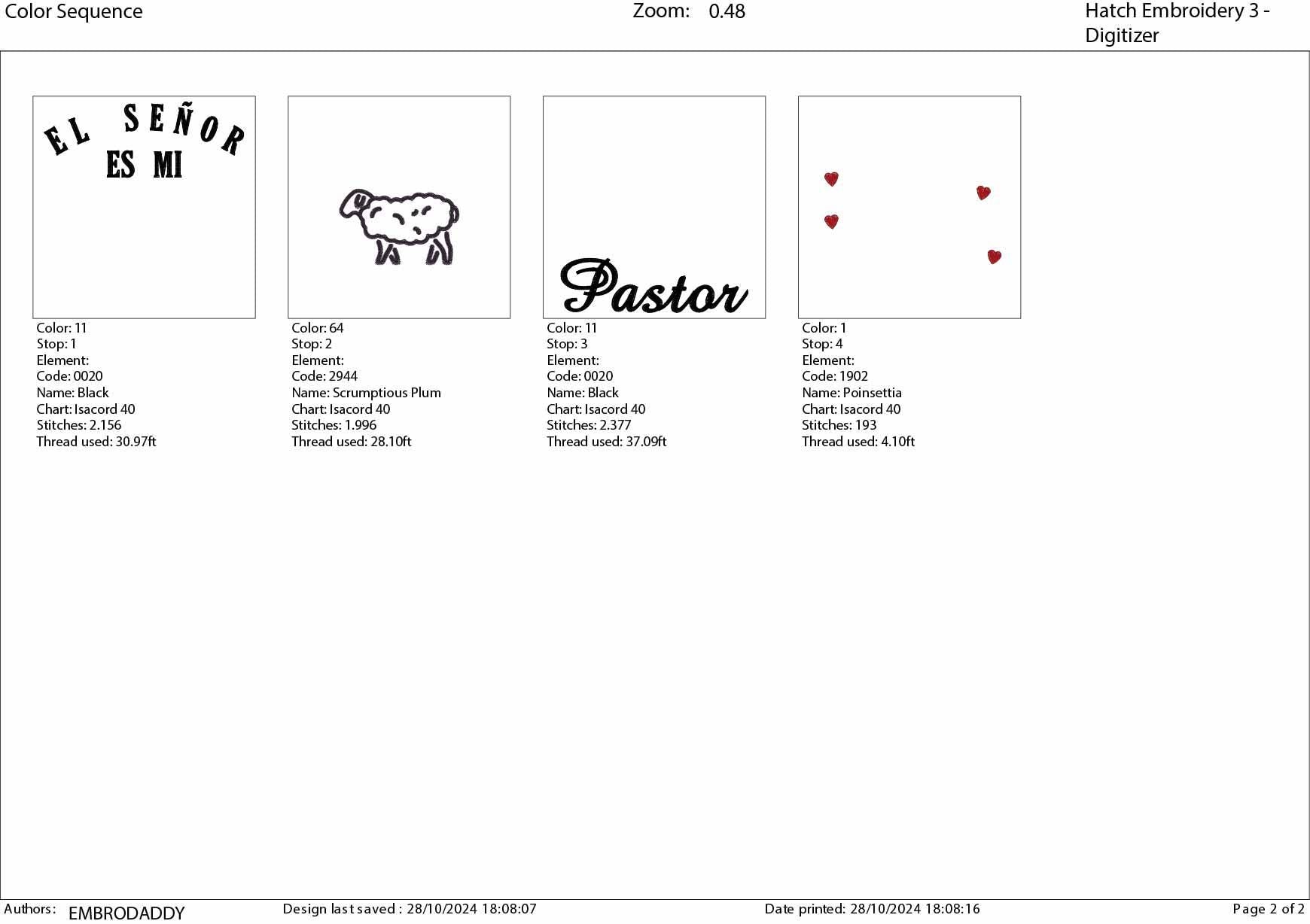 Machine Embroidery files, El Señor es mi Pastor, spanish, christian, PES, hus, dst, vp3 & more