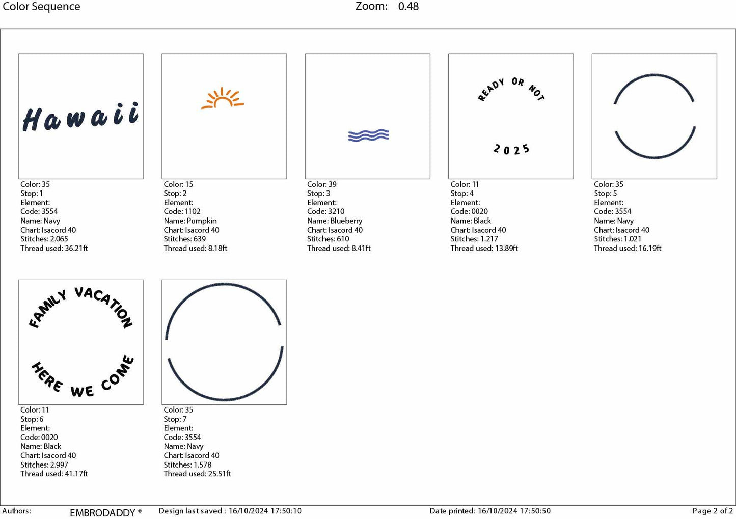 Machine Embroidery files, Hawaii Family Vacation 2025, PES, xxx, hus & more, embroidery files