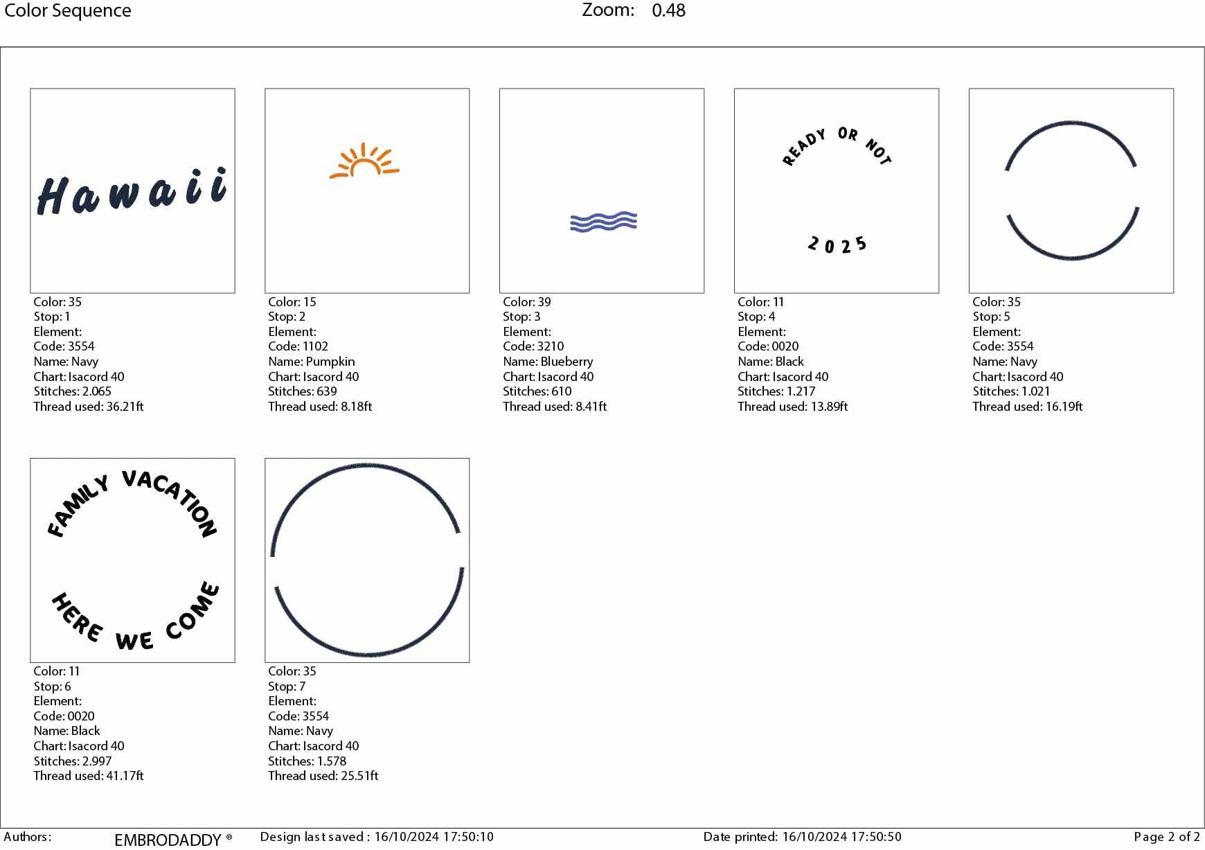 Machine Embroidery files, Hawaii Family Vacation 2025, PES, xxx, hus & more, embroidery files