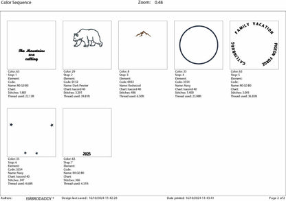 Machine Embroidery files, Gatlinburg Pigeon Forge Family Vacation, The Mountains Are Calling, 2025, PES, xxx, hus & more