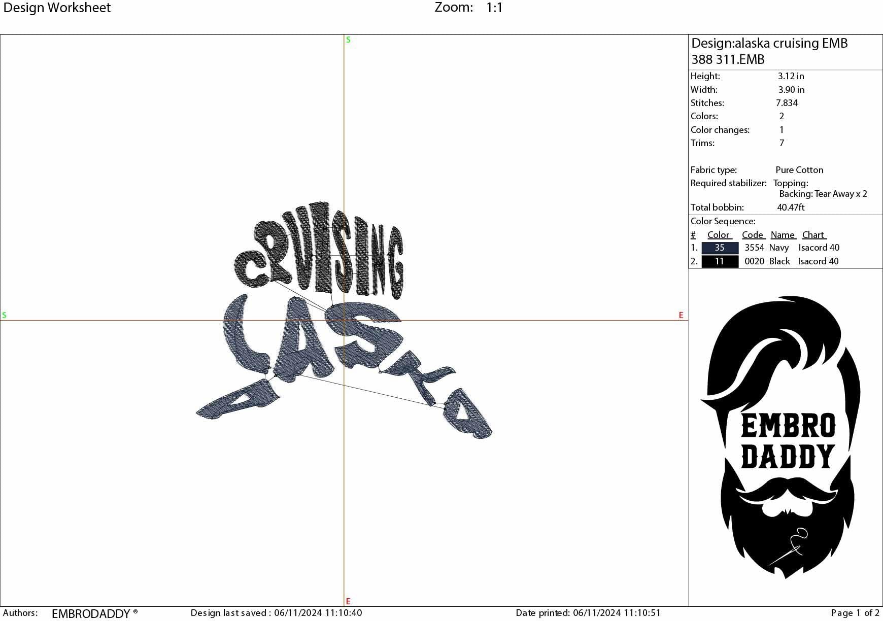 Machine Embroidery files, Cruising Alaska, PES, xxx, hus & more, embroidery files