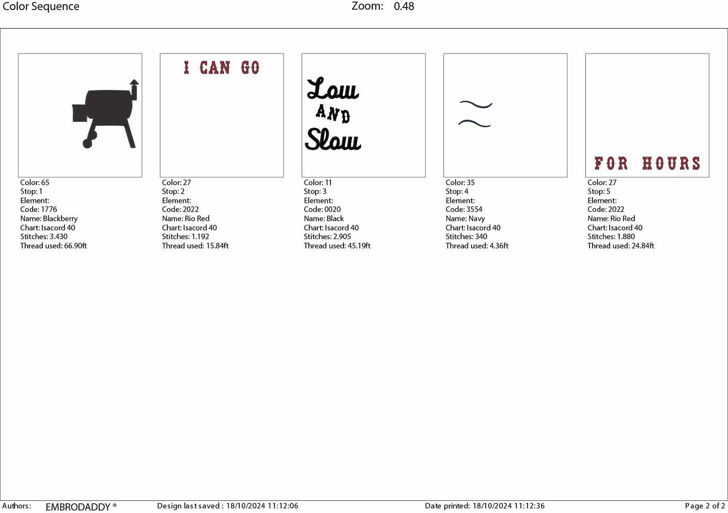 Machine Embroidery files, I Can Go Low and Slow for Hours, Beef Brisket Smoker, PES, dst, hus & more