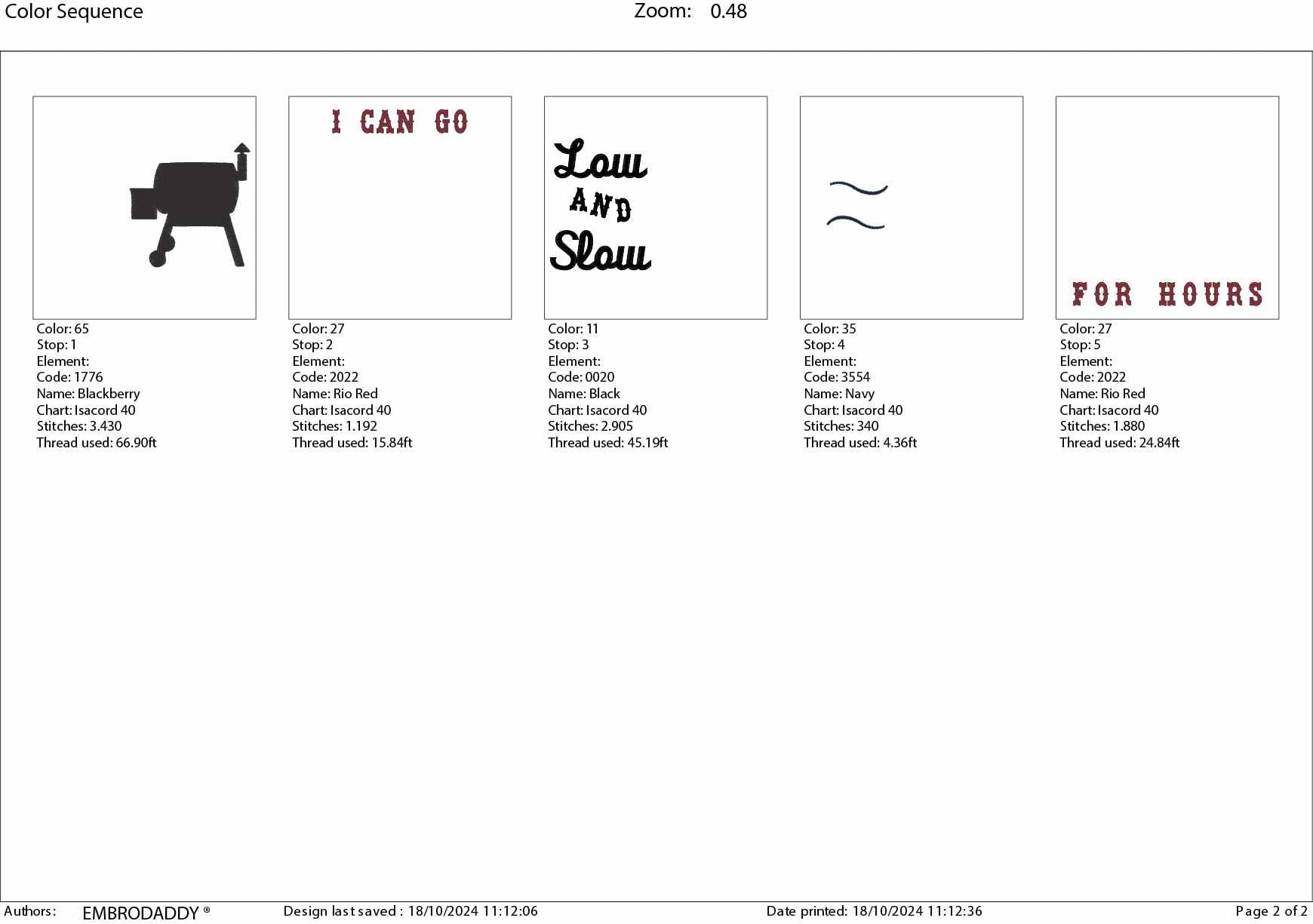 Machine Embroidery files, I Can Go Low and Slow for Hours, Beef Brisket Smoker, PES, dst, hus & more