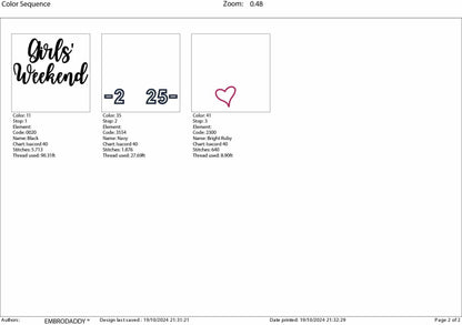 Machine Embroidery files, Girls weekend 2025 , PES, xxx, hus & more