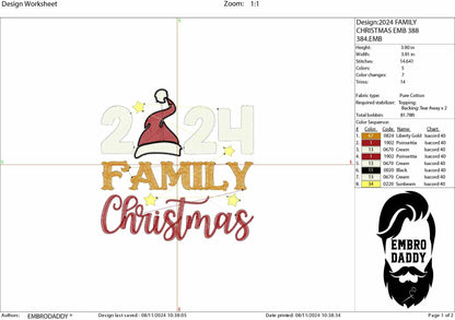 Machine Embroidery files, Family Christmas 2024 , PES, DST, xxx, hus and more