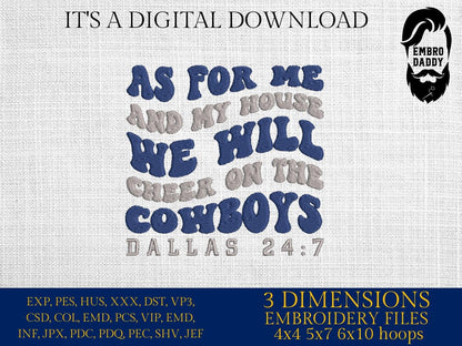 Machine Embroidery, cowboys embroidery design, football gift idea PES, xxx, hus & more