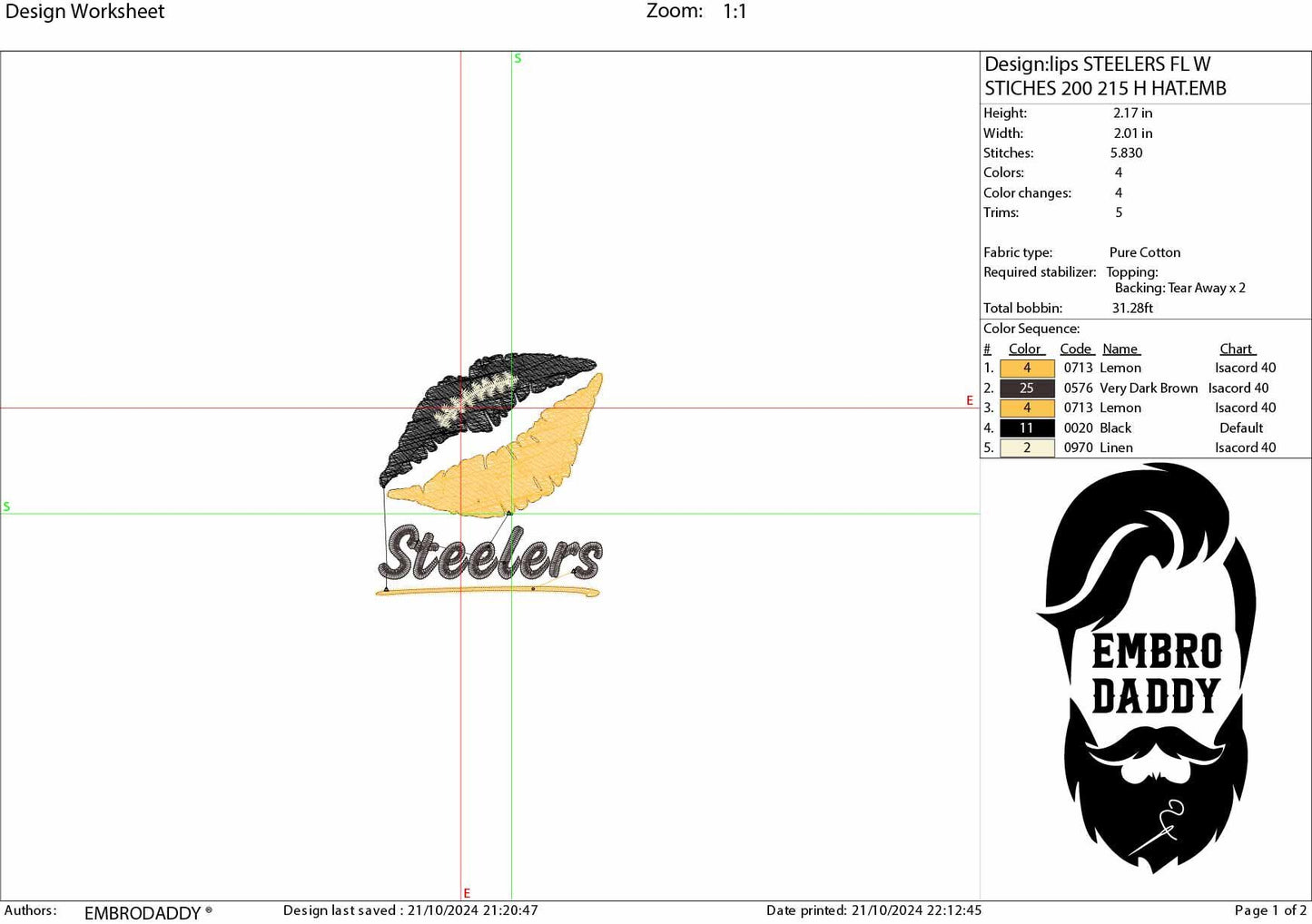 Machine Embroidery files digitized for hats, steelers, embroidery files, PES, xxx hus & more