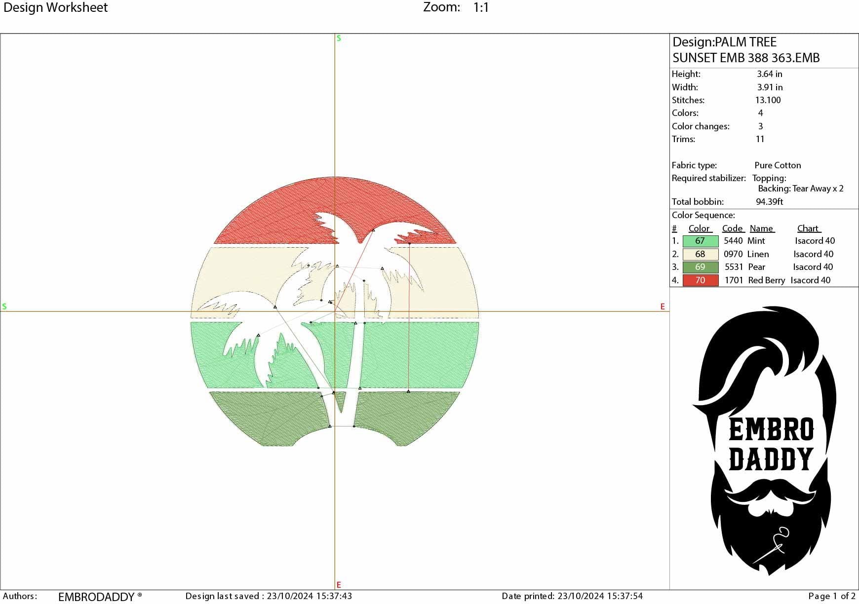 Machine Embroidery files, sunset palm beach, Summer, PES, DST, xxx, hus and more