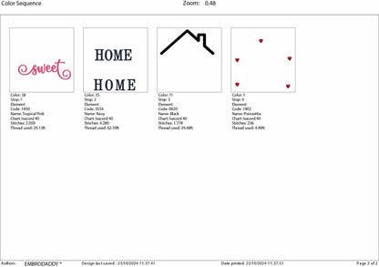 Machine Embroidery files, home sweet home, PES, DST, xxx, hus and more