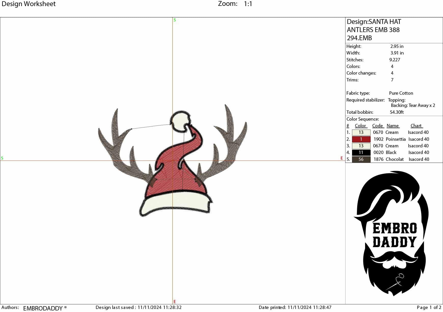 Machine Embroidery files, Santa hat, antlers, PES, DST, xxx, hus and more