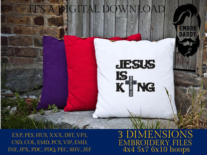 Machine Embroidery files, Jesus is King, PES, xxx, hus & more