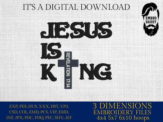 Machine Embroidery files, Jesus is King, PES, xxx, hus & more