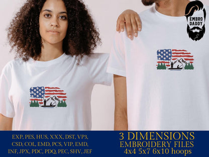 Machine Embroidery files, Crappie fish USA flag, American Flag, PES, DST, xxx, hus & more