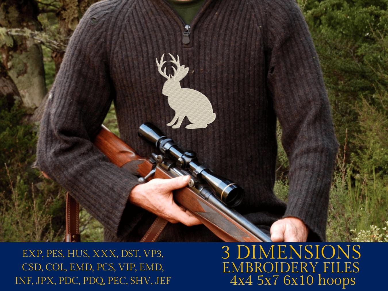 Machine Embroidery files, Jackalope File, Funny, Rabbit Design, Bunny, PES, xxx, hus & more