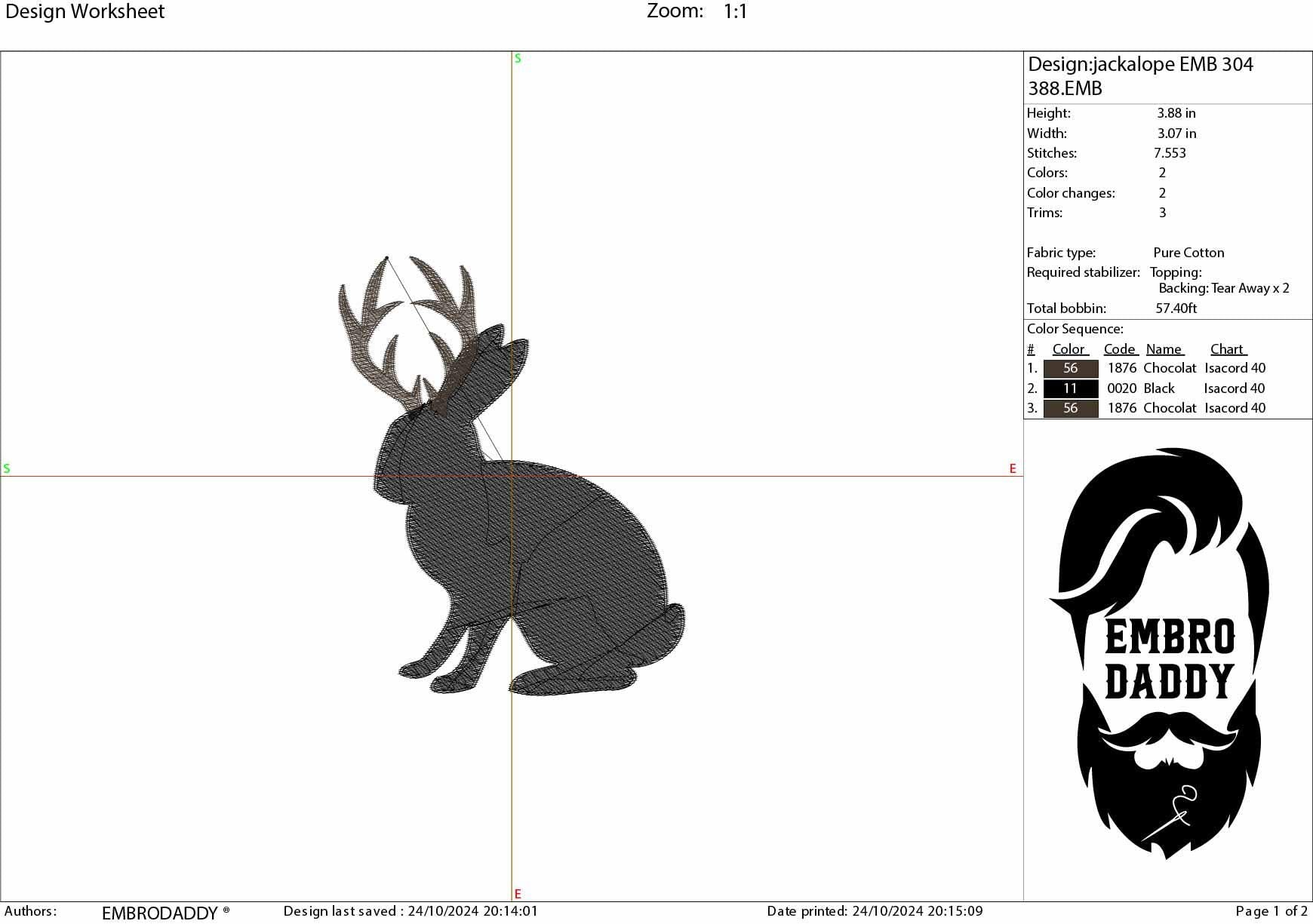 Machine Embroidery files, Jackalope File, Funny, Rabbit Design, Bunny, PES, xxx, hus & more