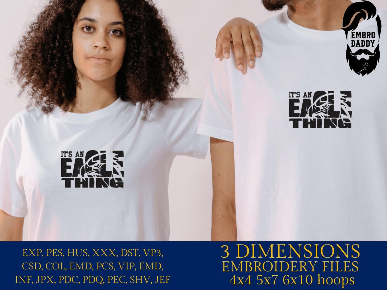 Machine Embroidery files, eagle, football gift idea PES, dst, xxx, hus & more