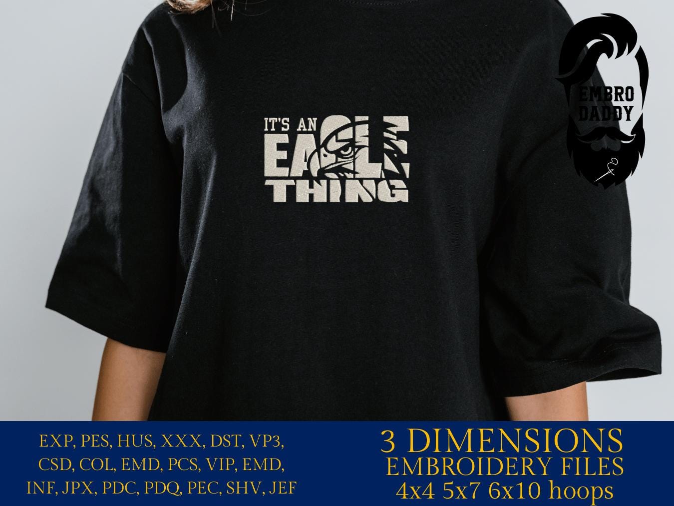 Machine Embroidery files, eagle, football gift idea PES, dst, xxx, hus & more