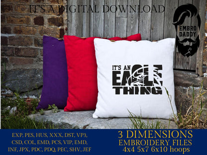 Machine Embroidery files, eagle, football gift idea PES, dst, xxx, hus & more