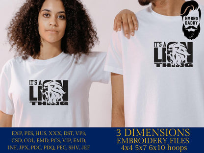 Machine Embroidery files, it's a lion thing, football gift idea PES, dst, xxx, hus & more