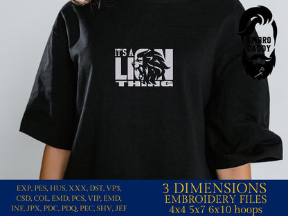 Machine Embroidery files, it's a lion thing, football gift idea PES, dst, xxx, hus & more