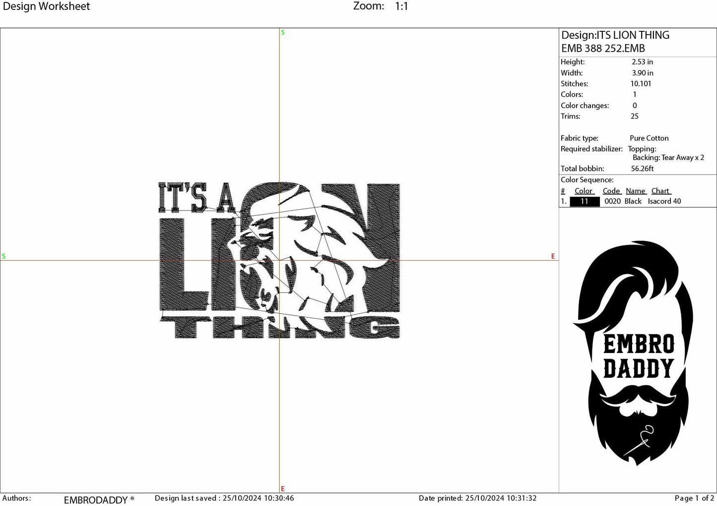 Machine Embroidery files, it's a lion thing, football gift idea PES, dst, xxx, hus & more