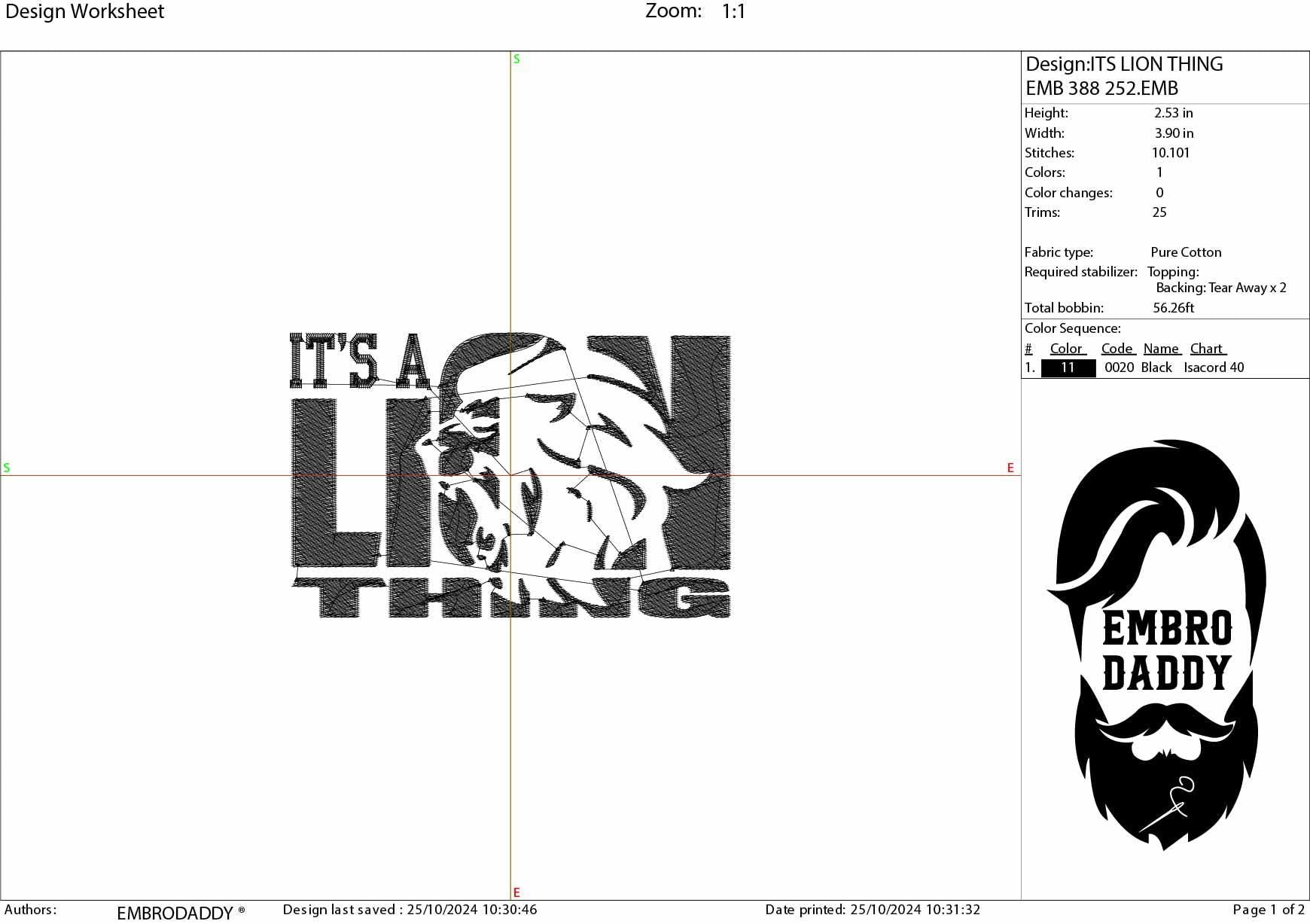 Machine Embroidery files, it's a lion thing, football gift idea PES, dst, xxx, hus & more