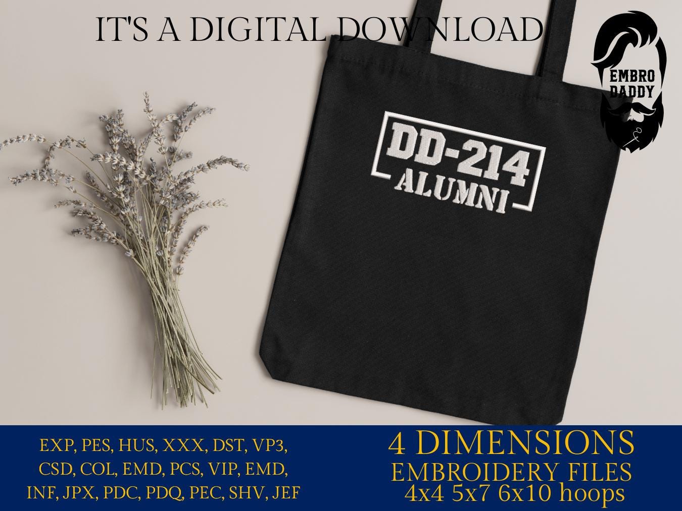 Machine Embroidery, DD _214 alumni , veteran lover gift idea PES, xxx, hus & more, embroidery files, patriotic