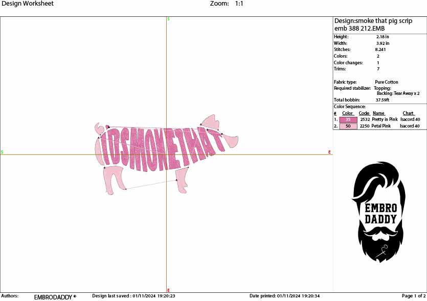 Machine Embroidery files, I'd smoke that, BBQ, grill, DST, PES, xxx, hus, dst & more