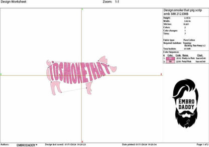 Machine Embroidery files, I'd smoke that, BBQ, grill, DST, PES, xxx, hus, dst & more