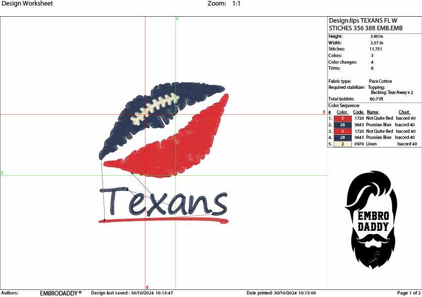 Machine Embroidery, Texans embroidery design, football gift idea PES, xxx, hus & more, wedding, fan embroidery files