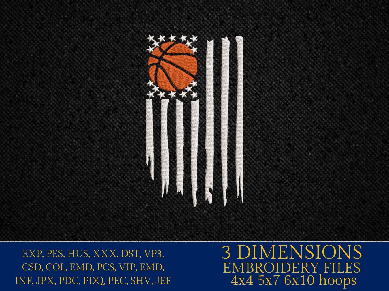 Machine Embroidery files, USA flag Basketball, PES, xxx, hus & more