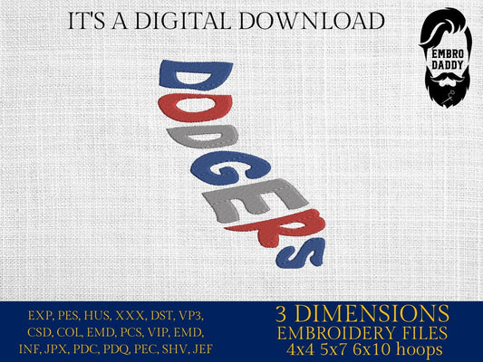 Machine Embroidery files, dodgers, California, PES, xxx, hus & more