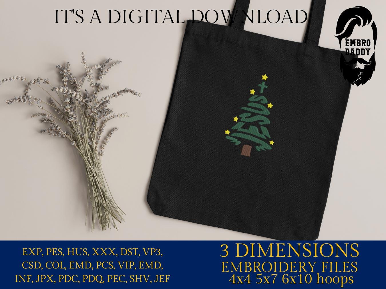 Machine Embroidery files, Jesus, Christmas tree, PES, xxx, hus, dst & more