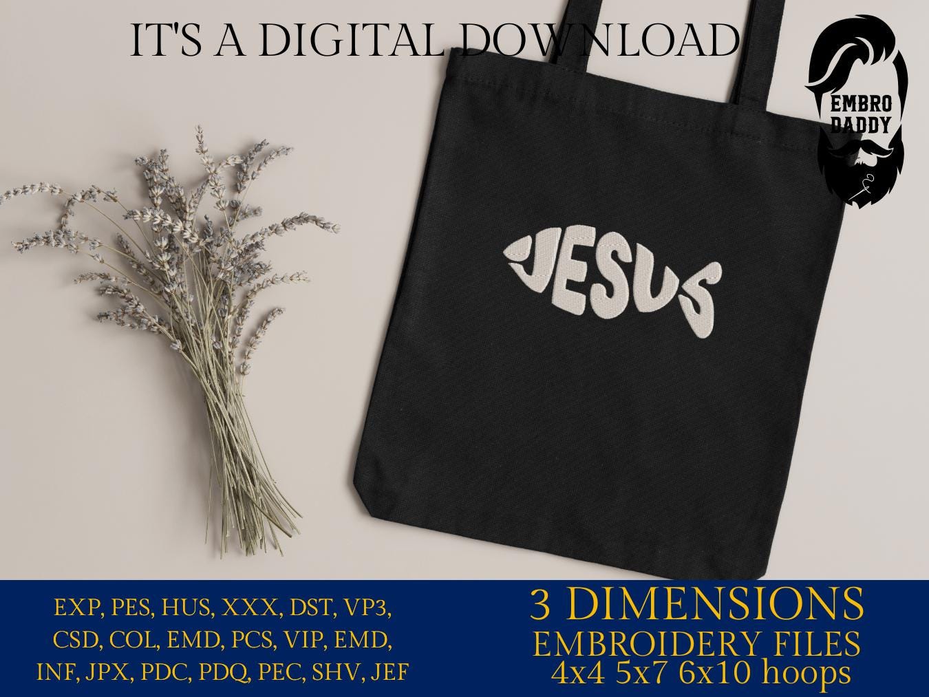 Machine Embroidery files, Jesus, ichthys, fish, PES, xxx, hus, dst & more