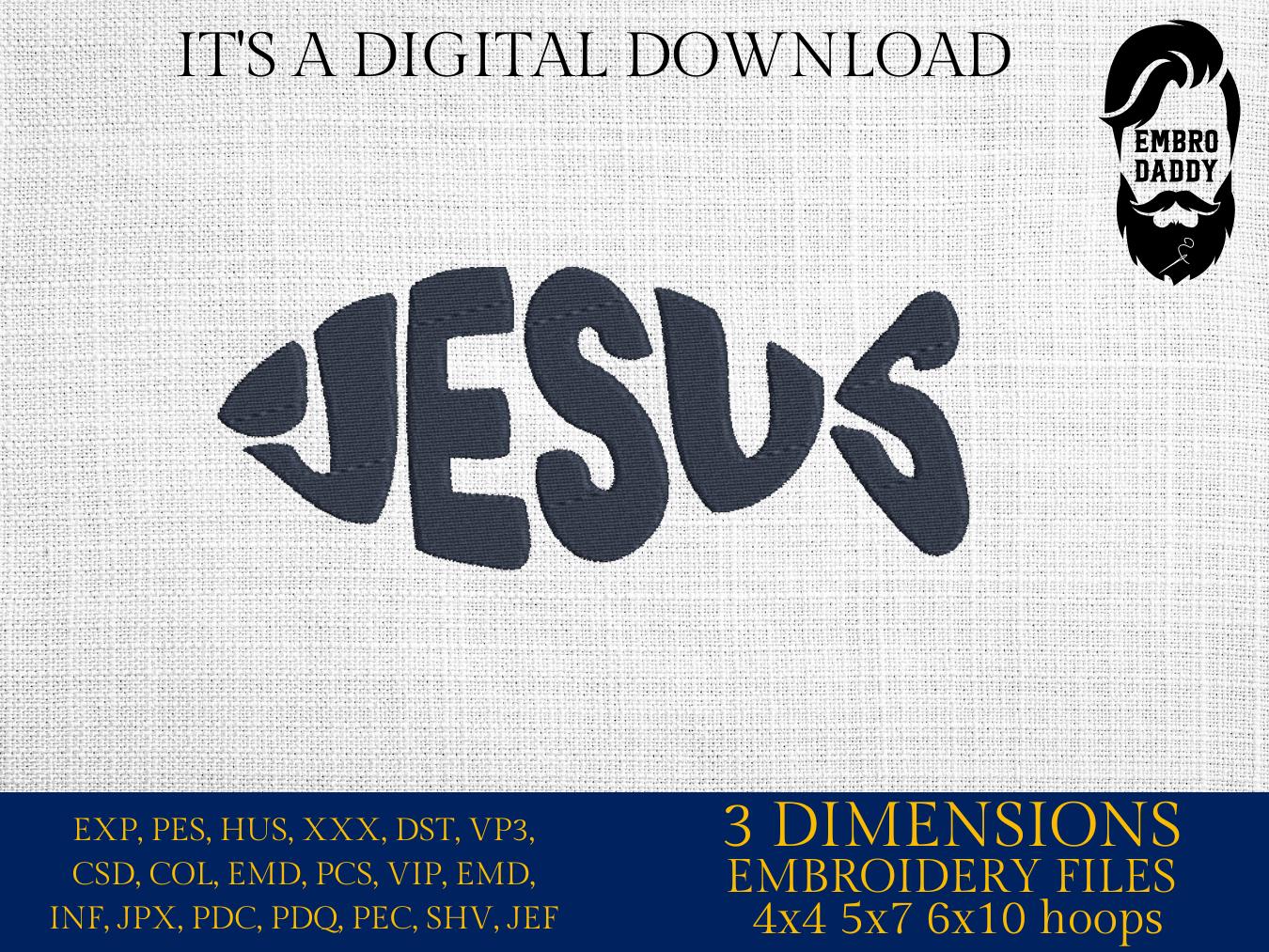 Machine Embroidery files, Jesus, ichthys, fish, PES, xxx, hus, dst & more