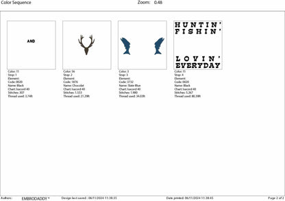 Machine Embroidery files, Huntin', fishin', lovin' everyday PES, DST, xxx, hus and more