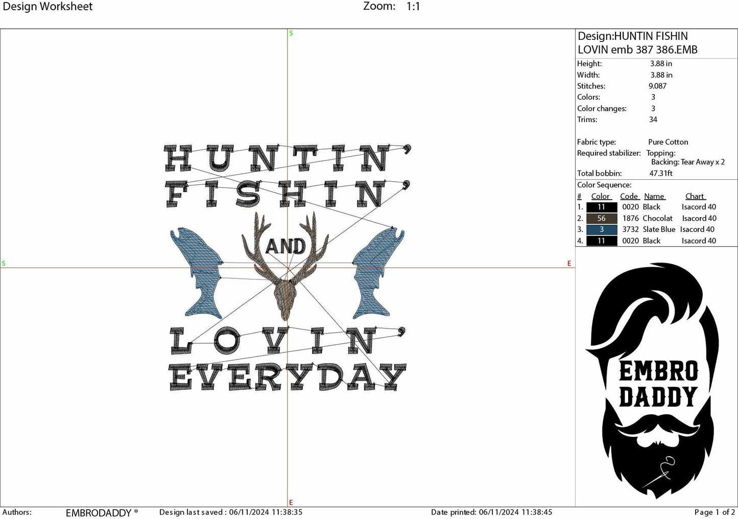 Machine Embroidery files, Huntin', fishin', lovin' everyday PES, DST, xxx, hus and more