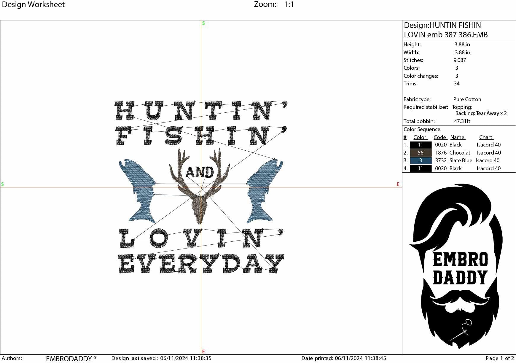 Machine Embroidery files, Huntin', fishin', lovin' everyday PES, DST, xxx, hus and more
