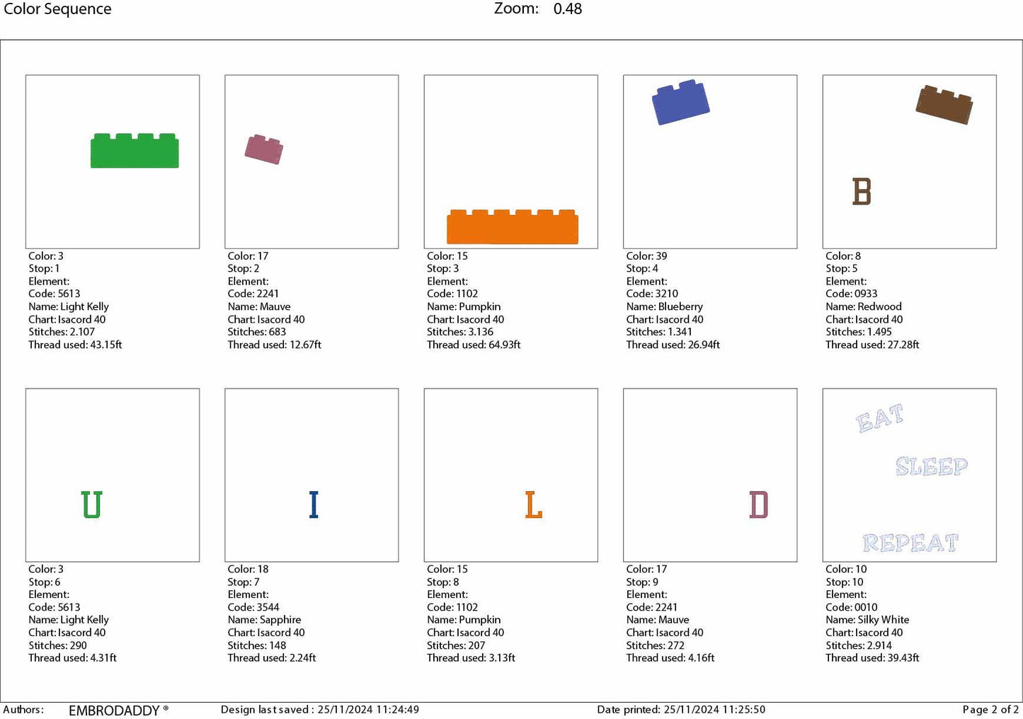 Machine Embroidery files, Eat Sleep Build Repeat, Engineer, Block Bricks, Builder, Master Builder, funny PES, dst, hus, dst, vp3 & more