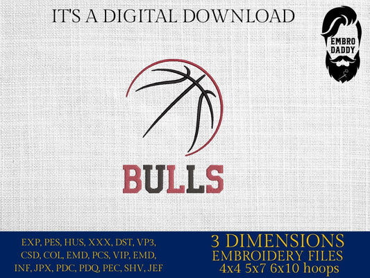 Machine Embroidery files, bulls, Basketball, PES, dst, xxx, hus & more