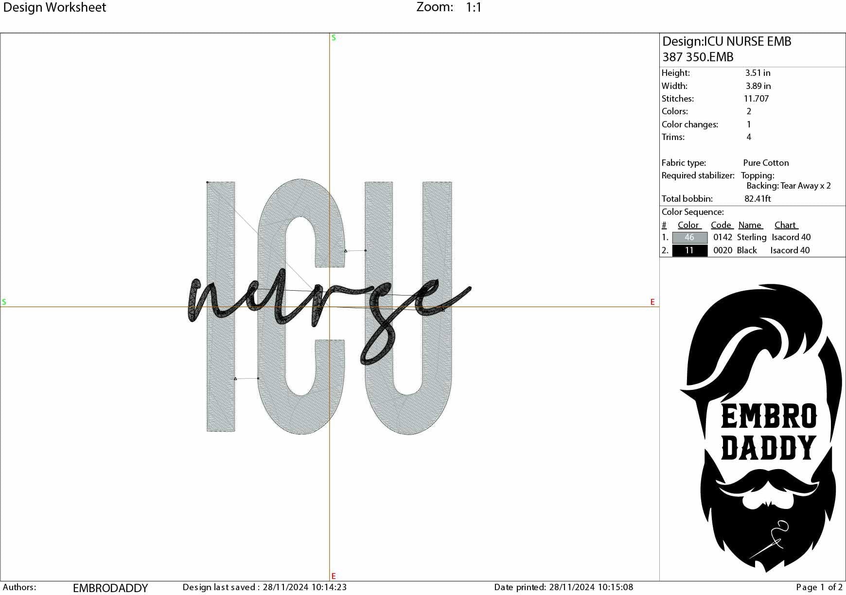 Machine Embroidery files, ICu Nurse, Intensive Care Unit, Nursing Student, Clinicals, NP RN Graduation Gift, pes, DST, xxx, hus & more