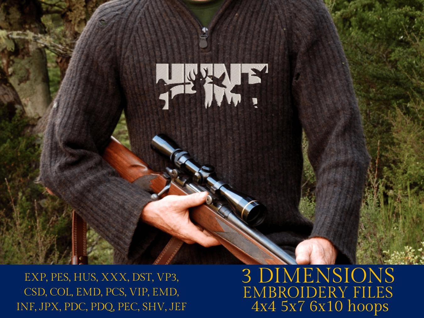 Machine Embroidery files, hunt, hunting, ducks, deer, bear, PES, xxx, hus, dst & more